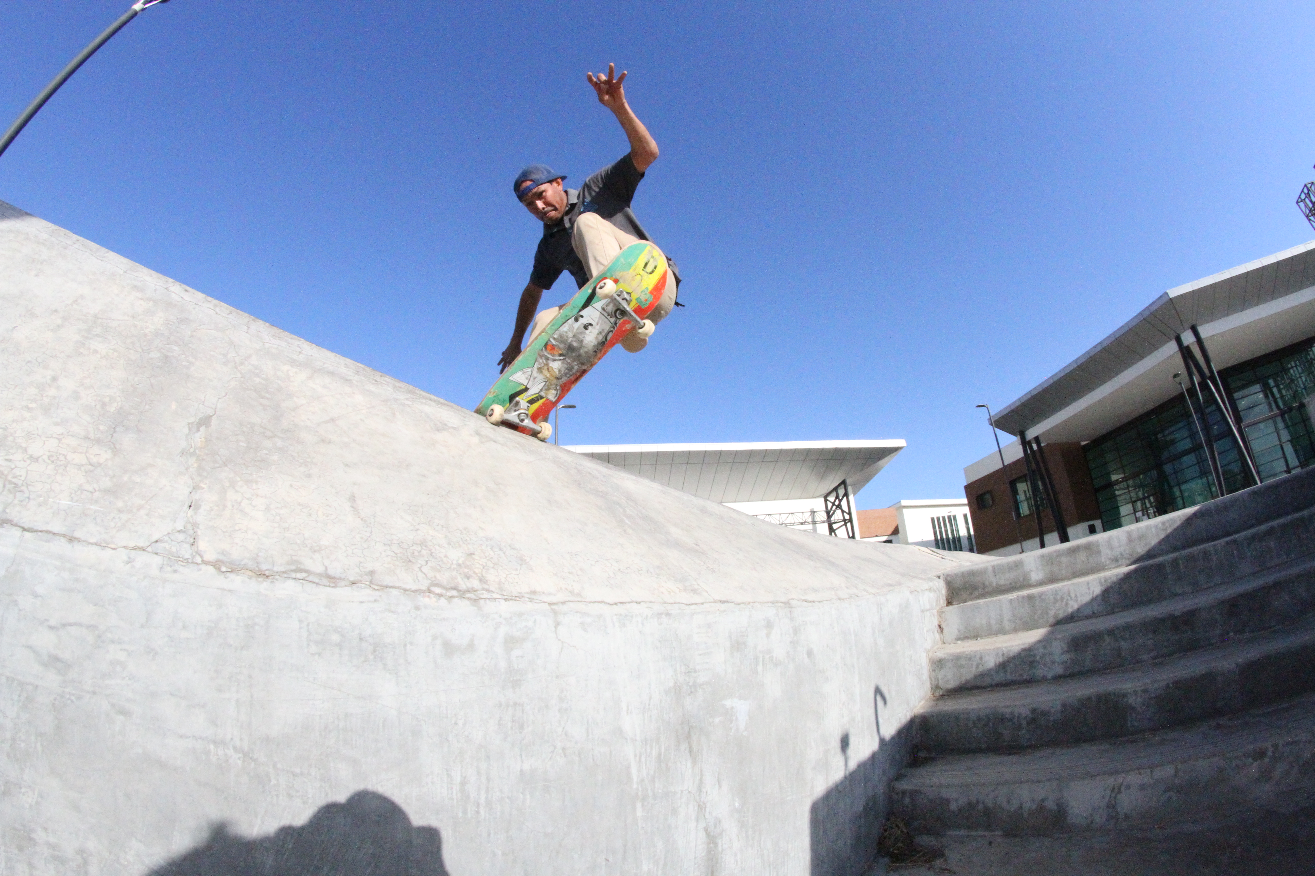 Skateboarder riding in Latin America