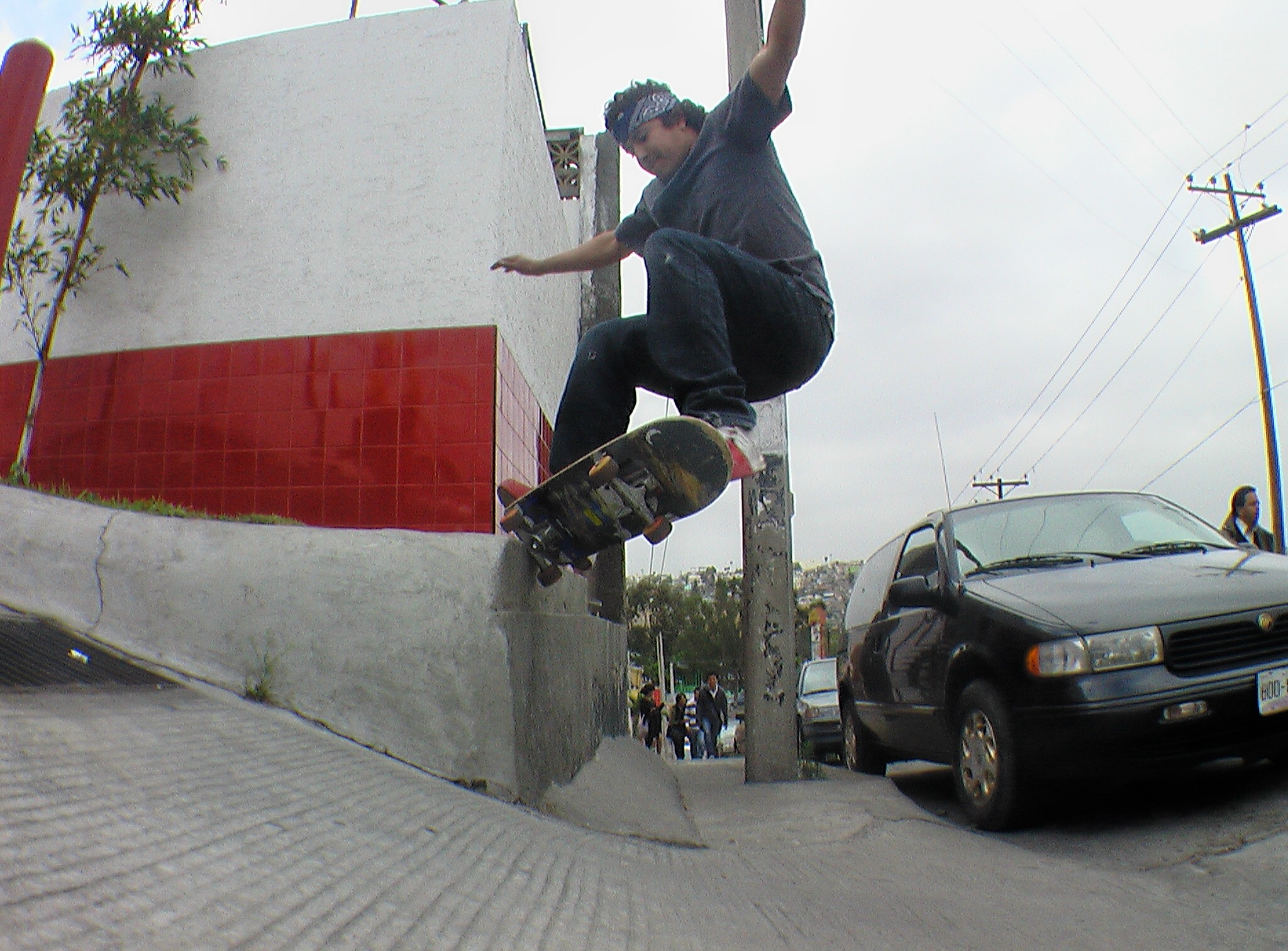 Skateboarder riding in Latin America