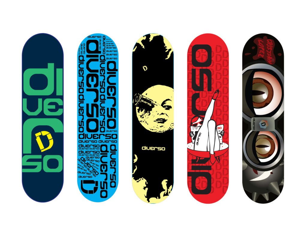 DVRSO skateboard decks designs.