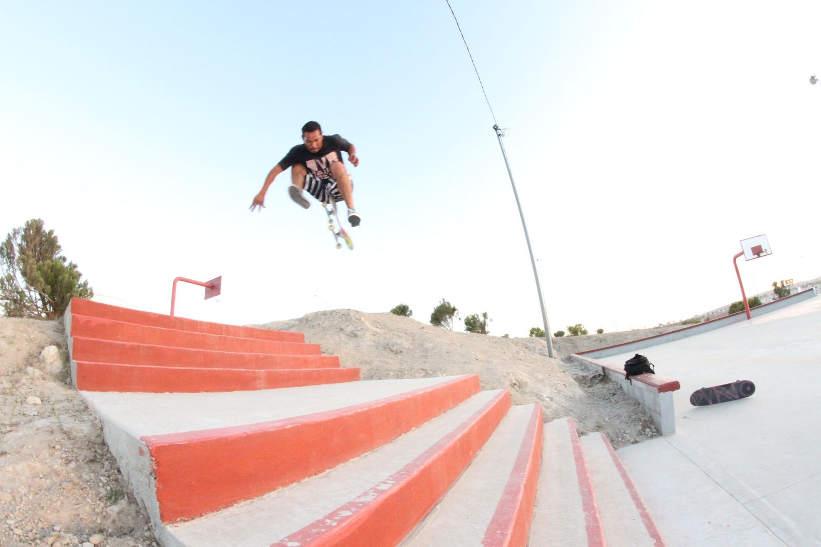 Gerardo Sosa jumping double stairs set of "Hardflip"